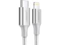 Miniatyrbilde 2 av 2: Ugreen 70523, 1 m, Lightning, USB C, Hankjønn, Hankjønn, Sølv