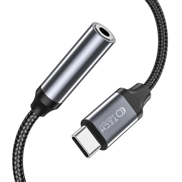 Tech-Protect USB-C To Mini Jack (3.5mm) Adapter - Svart