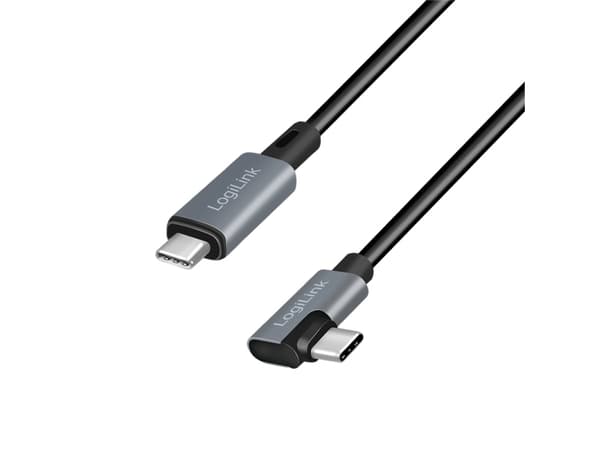 LogiLink CU0182, 1 m, USB C, USB C, USB 2.0, 0,48 Gbit/s, Svart, Silver