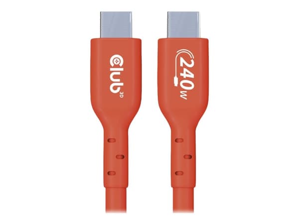 Club 3D - USB-kabel - 24 pin USB-C (hann) til 24 pin USB-C (hann) - 48 V - 5 A - 3 m - toretnings, opp til 240 W strømforsyningsstøtte, utvidet effek