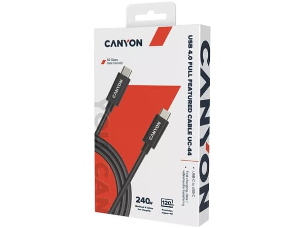 Canyon CNS-USBC44B, 1 m, USB C, USB C, 40 Gbit/sek., Sort