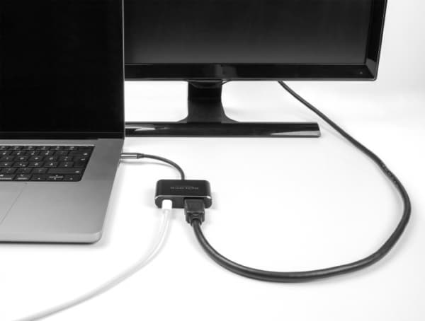 Delock - Videokort - 24 pin USB-C hane till HDMI, 24 pin USB-C hona - 15 cm - svart - USB-strömförsörjning (100W), stöd för 8K50/60 Hz (7680 x 4320)