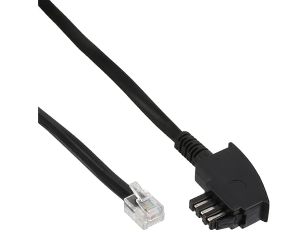 InLine 18820A, 20 m, TAE-N, RJ12, Sort, Hanstik, Hanstik