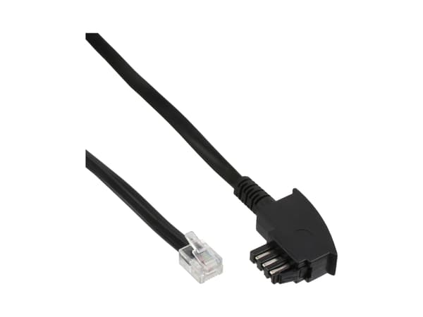 InLine 18820A, 20 m, TAE-N, RJ12, Sort, Hanstik, Hanstik