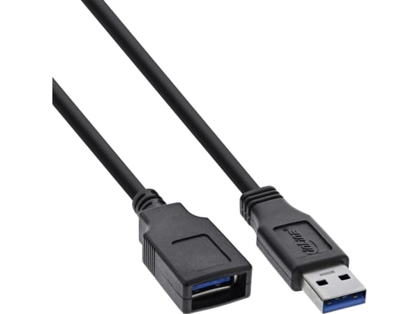 InLine B-35610, 1 m, USB A, USB A, USB 3.2 Gen 1 (3.1 Gen 1), 5 Gbit/s, Svart