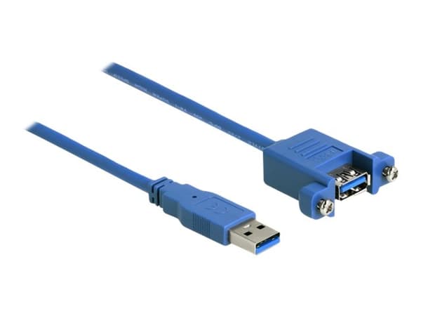 Delock - USB-kabel - USB (hann) til USB (hunn) skrubar - USB 3.2 Gen 1 - 25 cm - blå