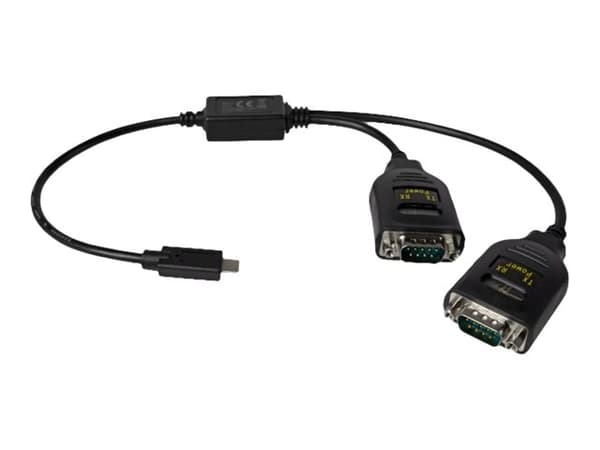 Delock Adapter USB Type-C to 2 x Serial RS-232 DB9 with 15 kV ESD protection - Seriell adapter - USB-C - RS-232 x 2