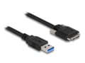 Miniatyrbild 2 av 3: Delock - USB-kabel - USB typ A (hane) till Micro-USB Type B (hane) - USB 3.0 - 3 m - tumskruvar - svart