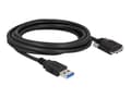 Miniatyrbild 1 av 3: Delock - USB-kabel - USB typ A (hane) till Micro-USB Type B (hane) - USB 3.0 - 3 m - tumskruvar - svart