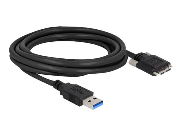 Delock - USB-kabel - USB typ A (hane) till Micro-USB Type B (hane) - USB 3.0 - 3 m - tumskruvar - svart