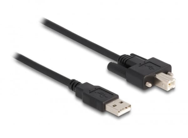 Delock - USB-kabel - USB (hane) till USB typ B (hane) skruvbar - USB 2.0 - 50 cm - svart