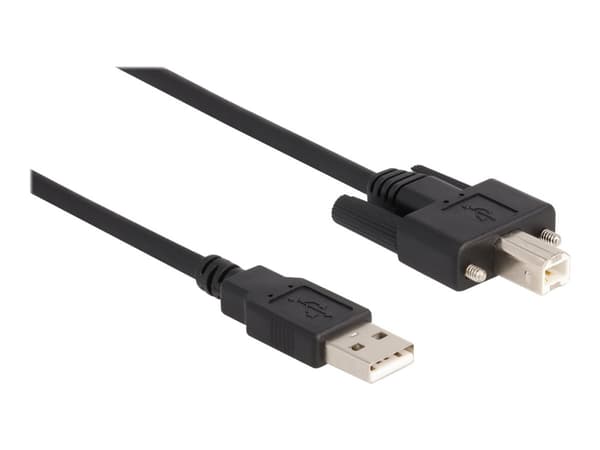 Delock - USB-kabel - USB (hane) till USB typ B (hane) skruvbar - USB 2.0 - 50 cm - svart
