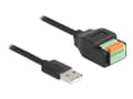 Miniatyrbild 1 av 3: Delock - USB-adapterkabel - USB (hane) till 5-stifts terminalblok - USB 2.0 - 15 cm - tryckknapp, 2.54 mm pitch, stripped ends - svart/grön