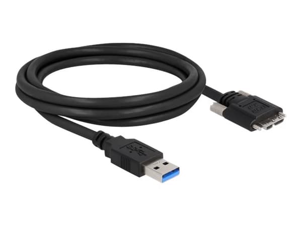Delock - USB-kabel - USB-type A (hann) til Micro-USB Type B (hann) - USB 3.0 - 2 m - tommelskruer - svart