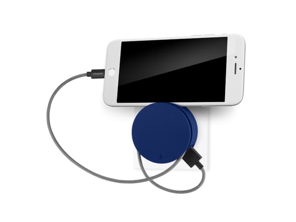 Usbepower AERO MINI - Dual USB roll charger with iPhone stand and cable roller