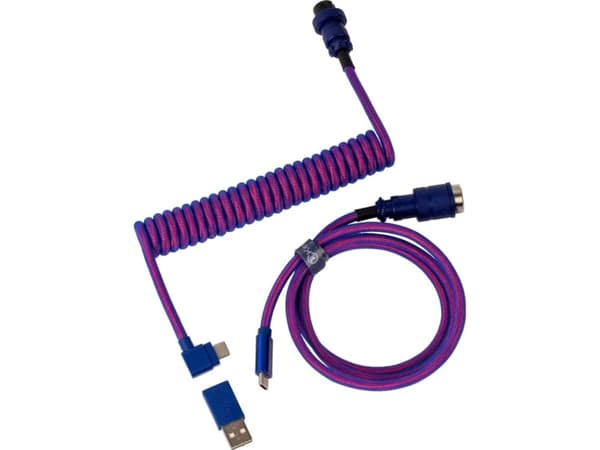 Keychron Premium - USB-kabel - 24 pin USB-C (hane) rak till 24 pin USB-C (hane) vinklad - 1.08 m - lindad - lila