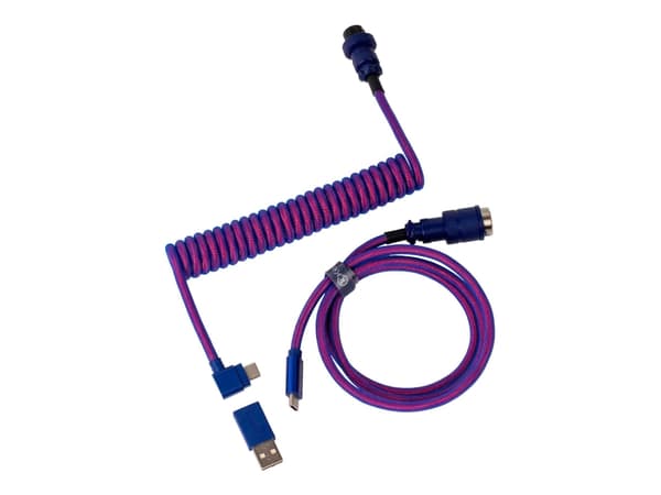 USB 3.2 Gen 1 Premium Coiled Aviator -kaapeli, USB-C uros &gt; USB-C uros (violetti, 1,08 metriä, kulmapistoke)
