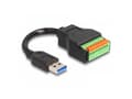 Miniatyrbild 3 av 3: Delock - USB-adapterkabel - USB typ A (hane) till 10 stifts terminalblock - USB 3.2 Gen 1 - 15 cm - tryckknapp, 2.54 mm pitch, stripped ends - svart/