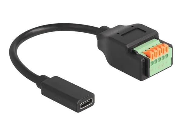 Delock - USB-adapterkabel - 24 pin USB-C (hunn) til 5-pins terminalblokk - 15 cm - trykknapp, 2,54 mm stigning, stripped ends - svart