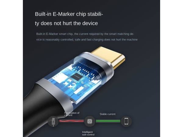 USB cable T-Phox CABLE T-PHOX FENCING USB-C/USB-C 20V/5A(100W)/USB3.1/10Gbps/4K/1M BLACK