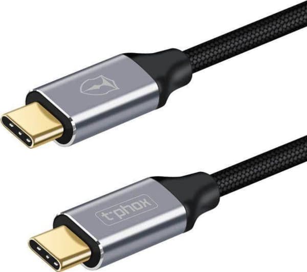 USB cable T-Phox CABLE T-PHOX FENCING USB-C/USB-C 20V/5A(100W)/USB3.1/10Gbps/4K/1M BLACK