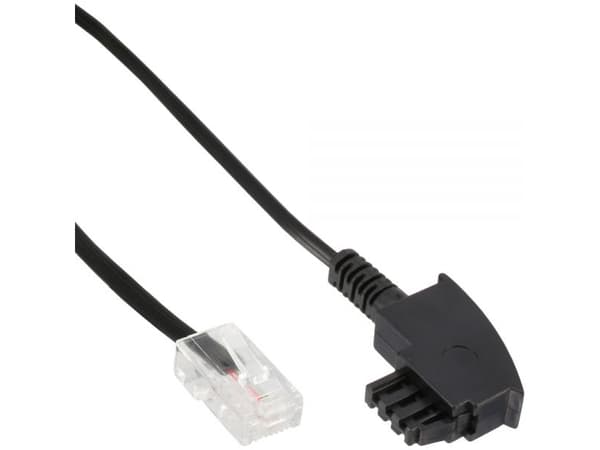 InLine TAE-F 0,5 m, 0,5 m, TAE-F, RJ45, Sort, Hanstik, Hanstik
