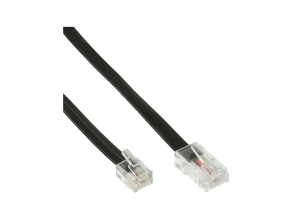 InLine 18867, 10 m, RJ45, RJ11, Svart, Manlig kontakt, Manlig kontakt