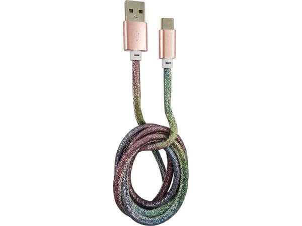 Kabel USB LC-Power USB-A - USB-C 1 m Wielokolorowy (31333C)