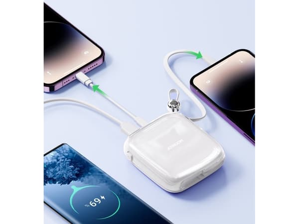 Powerbank Joyroom Joyroom powerbank 10000mAh Jelly Series 22.5W z wbudowanym kablem Lightning biały (JR-L003)