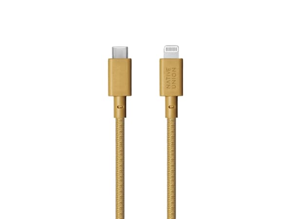Native Union Belt Cable, 3 m, Lightning, USB C, Hankoppling, Hankoppling, Gul