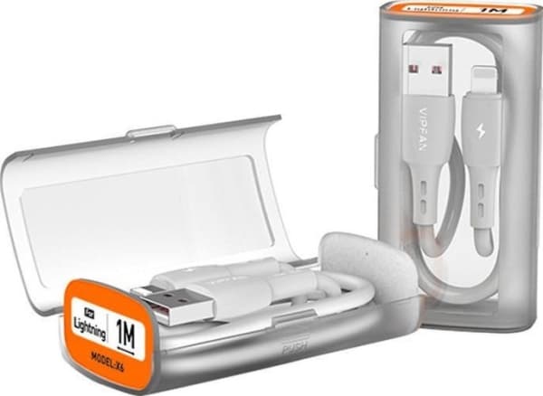 Kabel USB Vipfan USB-A - Lightning 1 m Szary (CB-X6LT)