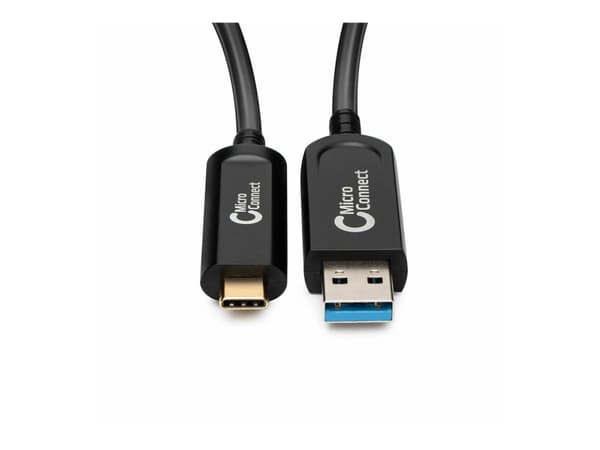 MicroConnect Premium - USB-kabel - 24 pin USB-C (hane) till USB typ A (hane) - USB 3.2 Gen 2 - 30 m - Active Optical Cable (AOC) - svart