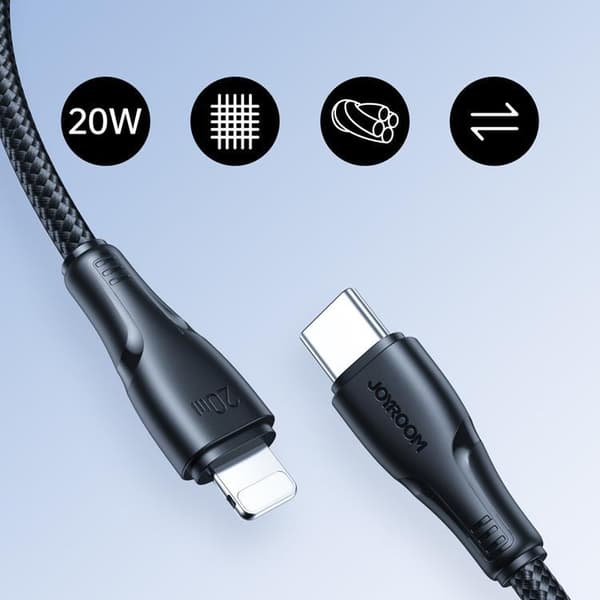Joyroom Surpass USB-C till Lightning kabel 20W 1.2m - Svart