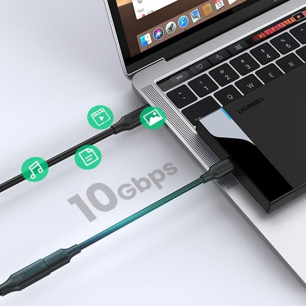 Ugreen Förlängning Kabel USB-C Hane Till USB-C Hona 100W 1m - Svart