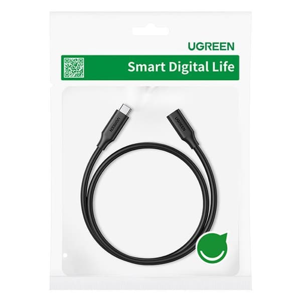 Ugreen Förlängning Kabel USB-C Hane Till USB-C Hona 100W 1m - Svart