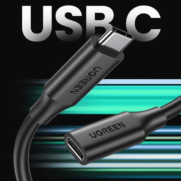 Ugreen Förlängning Kabel USB-C Hane Till USB-C Hona 100W 1m - Svart