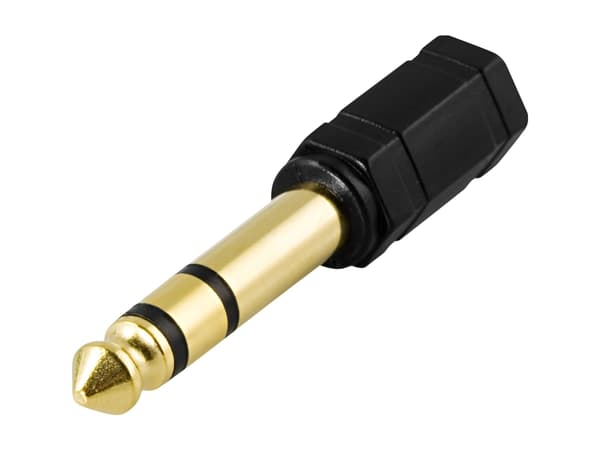 DELTACO - Hodetelefonadapter - 3,5 mm telefonjakk hunn til 6.35mm audio jack hann - svart