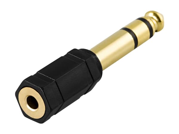DELTACO - Hodetelefonadapter - 3,5 mm telefonjakk hunn til 6.35mm audio jack hann - svart