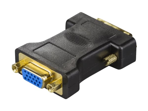 DELTACO - Video adapter - DVI-A (hann) til 15 pin VGA (hunn) - passiv, analog, 1080p-støtte - svart