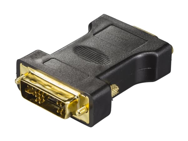 DELTACO - Video adapter - DVI-A (hann) til 15 pin VGA (hunn) - passiv, analog, 1080p-støtte - svart