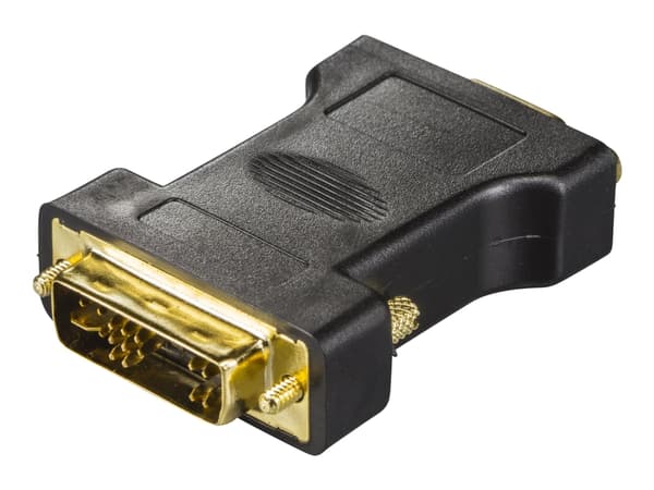 DELTACO - Video adapter - DVI-A (hann) til 15 pin VGA (hunn) - passiv, analog, 1080p-støtte - svart