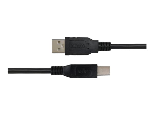 DELTACO - USB-kabel - USB (hane) till 5-stifts USB typ B (hane) - USB 2.0 - 0.5 A - 2 m - svart