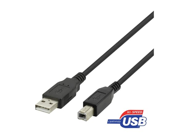 DELTACO - USB-kabel - USB (hane) till 5-stifts USB typ B (hane) - USB 2.0 - 0.5 A - 2 m - svart