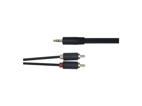 DELTACO - Lydkabel - 3,5 mm telefonjakk hann til RCA x 2 hann - 2 m - svart