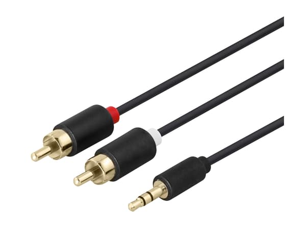DELTACO - Lydkabel - 3,5 mm telefonjakk hann til RCA x 2 hann - 2 m - svart