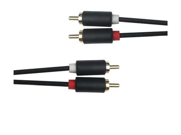 Audio cable, 2xRCA, gold-plated connectors, 5m, black