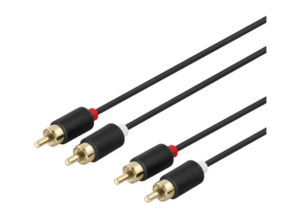 Audio cable, 2xRCA, gold-plated connectors, 5m, black