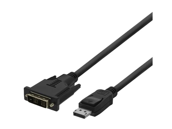 DELTACO - Adapterkabel - DisplayPort (hane) till DVI-D (hane) - 1 m - aktiv, stöd för 1920 x 1080 vid 60 Hz - svart