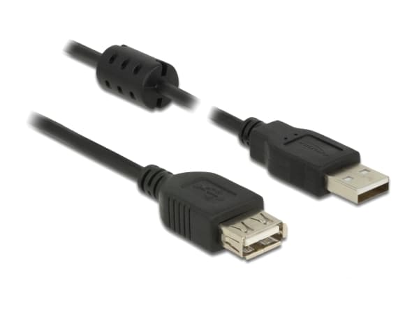 DeLOCK 3m, 2xUSB 2.0-A, 3 m, USB A, USB A, USB 2.0, Hane/Hona, Svart