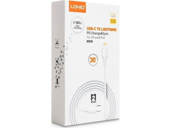 Kabel USB LDNIO USB-C - Lightning 2 m Biały (6933138691366)